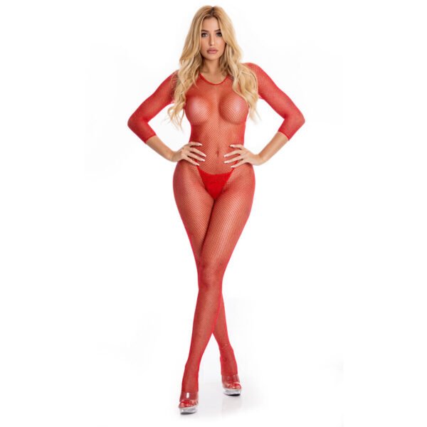 Pink Lipstick Bodystocking Red (S/M)