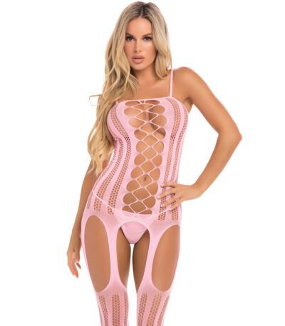 Pink Lipstick Bodystocking Pink (One size)