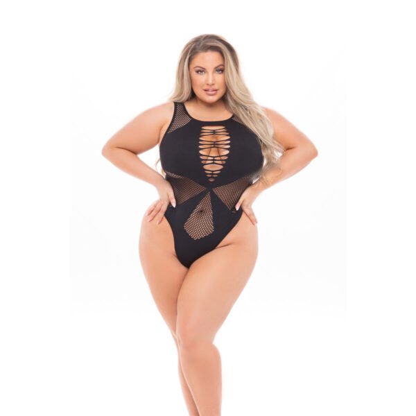Pink Lipstick Leotard Black L
