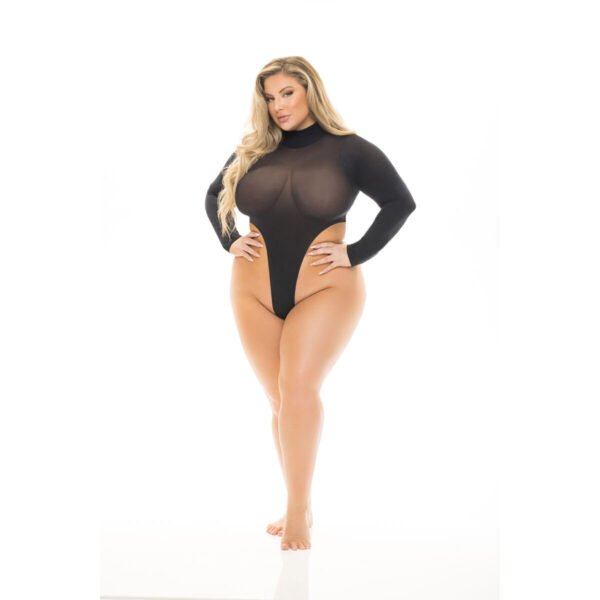 Pink Lipstick Leotard Black L