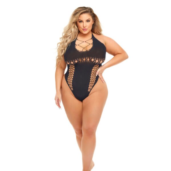 Pink Lipstick Leotard Black Queen size