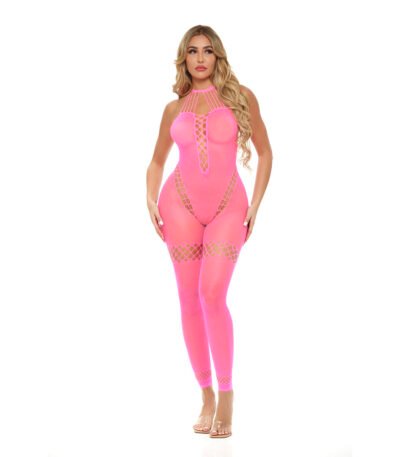 Pink Lipstick Bodystocking Pink (One size)