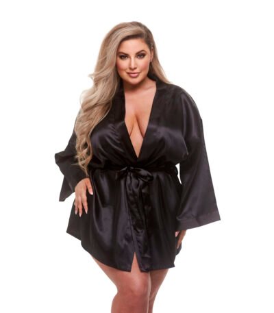 Baci Lingerie Robe All Satin Black XL