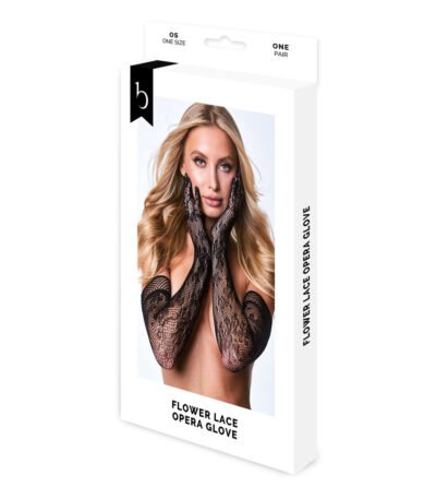 Baci Lingerie Gloves Flower Lace Opera Black