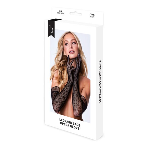 Baci Lingerie Gloves Leopard Lace Opera Black