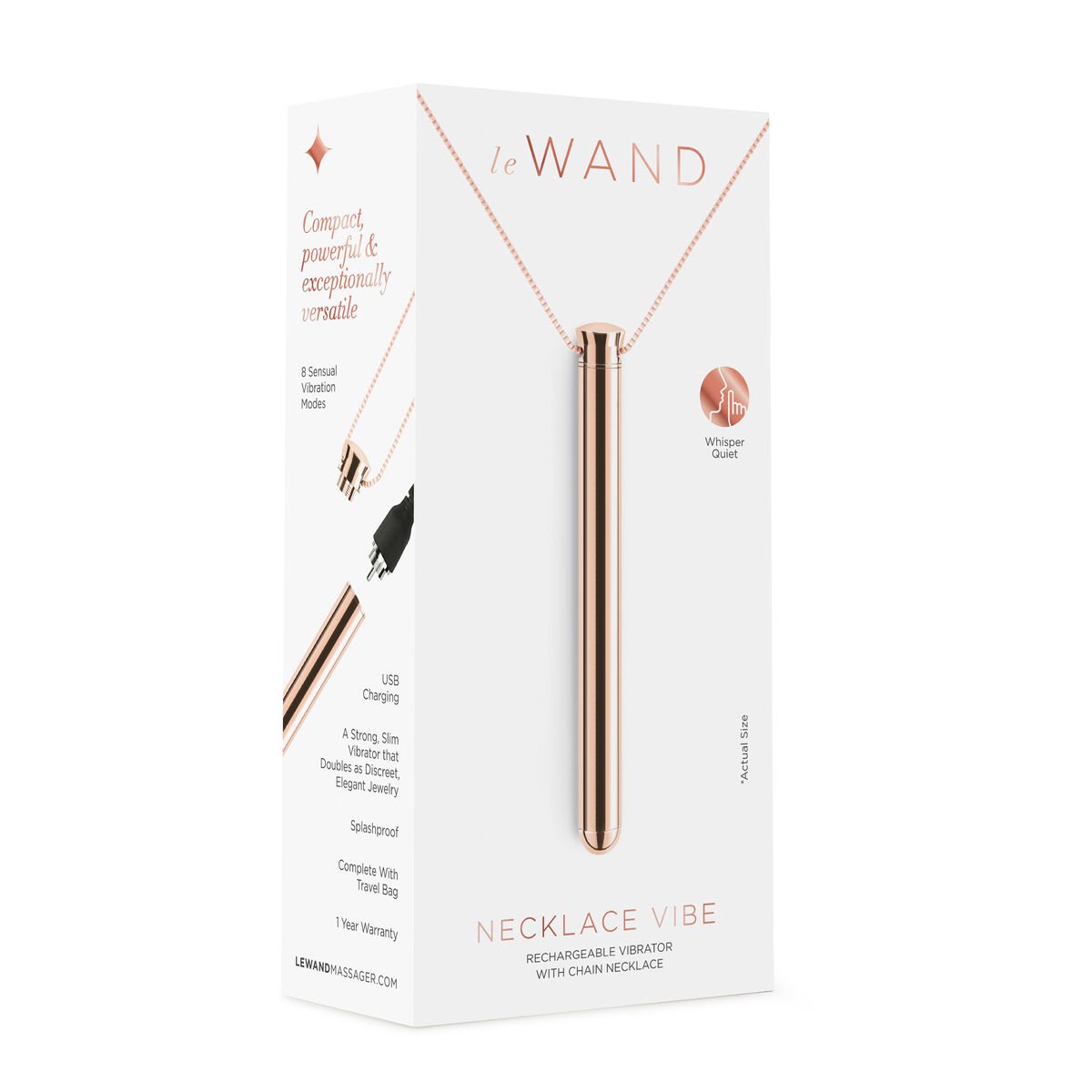 Le Wand Bullet Vibrator Necklace Pendant Rose Gold