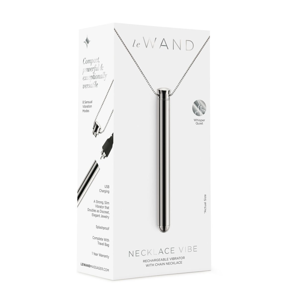 Le Wand Bullet Vibrator Necklace Pendant Silver