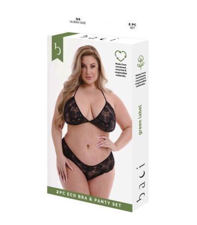 Baci Lingerie Underwear Set Bra & Panty Black (Queen)